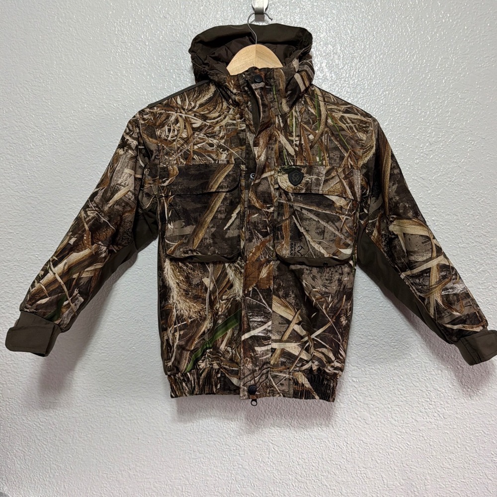Game Winner Youth Realtree MAX-5 Camo Hooded Hunting Jacket Brown Green Kids